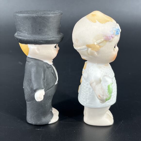 Kewpie Boy in Suit & Girl Wearing Flower Crown Porcelain Bisque, Shackman Japan - Picture 7 of 13